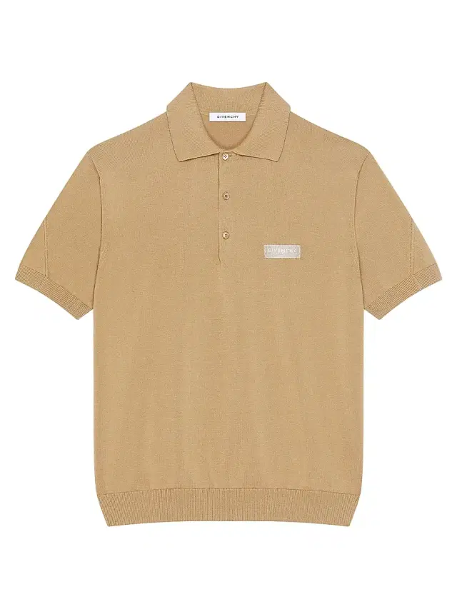Men's Couture Seam Polo Shirt in Cotton with Gros Grain Detail - Beige Men's Couture Seam Polo Shirt in Cotton with Gros Grain Detail - Beige