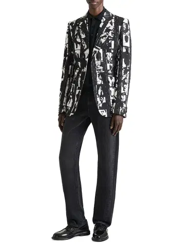 Givenchy Men's Fitted Jacket in Cotton with Photographic Negative - Black White | Thumbnail 2 Givenchy Men's Fitted Jacket in Cotton with Photographic Negative - Black White | Thumbnail 2