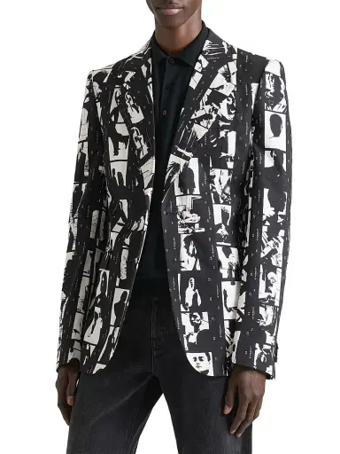 Givenchy Men's Fitted Jacket in Cotton with Photographic Negative - Black White | Thumbnail 3 Givenchy Men's Fitted Jacket in Cotton with Photographic Negative - Black White | Thumbnail 3