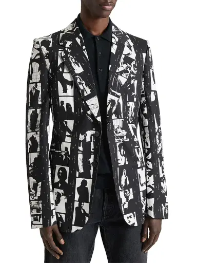 Givenchy Men's Fitted Jacket in Cotton with Photographic Negative - Black White | Thumbnail 4 Givenchy Men's Fitted Jacket in Cotton with Photographic Negative - Black White | Thumbnail 4