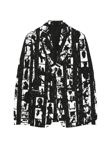 Givenchy Men's Fitted Jacket in Cotton with Photographic Negative - Black White | Thumbnail 1 Givenchy Men's Fitted Jacket in Cotton with Photographic Negative - Black White | Thumbnail 1