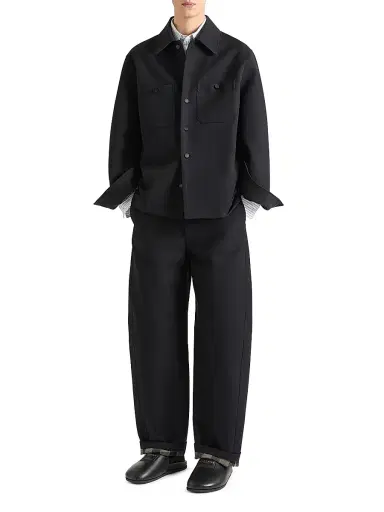 Givenchy Men's Couture Seam Overshirt Jacket in Cotton with Checked Reverse - Black | Thumbnail 2 Givenchy Men's Couture Seam Overshirt Jacket in Cotton with Checked Reverse - Black | Thumbnail 2