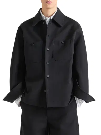 Givenchy Men's Couture Seam Overshirt Jacket in Cotton with Checked Reverse - Black | Thumbnail 3 Givenchy Men's Couture Seam Overshirt Jacket in Cotton with Checked Reverse - Black | Thumbnail 3