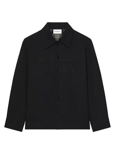 Givenchy Men's Couture Seam Overshirt Jacket in Cotton with Checked Reverse - Black | Thumbnail 1 Givenchy Men's Couture Seam Overshirt Jacket in Cotton with Checked Reverse - Black | Thumbnail 1