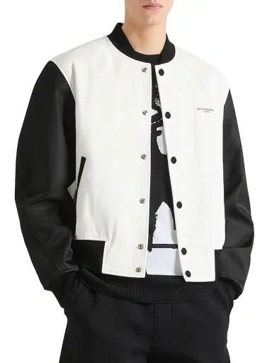 Givenchy Men's Bi-Material Blouson Jacket with Photographic Negative Print - Black | Thumbnail 4 Givenchy Men's Bi-Material Blouson Jacket with Photographic Negative Print - Black | Thumbnail 4