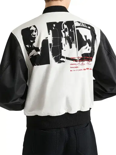 Givenchy Men's Bi-Material Blouson Jacket with Photographic Negative Print - Black | Thumbnail 5 Givenchy Men's Bi-Material Blouson Jacket with Photographic Negative Print - Black | Thumbnail 5
