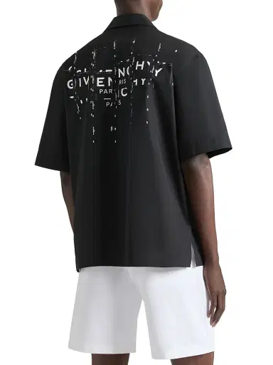 Givenchy Men's Shirt in Poplin with Photographic Negative Print - Black | Thumbnail 5 Givenchy Men's Shirt in Poplin with Photographic Negative Print - Black | Thumbnail 5