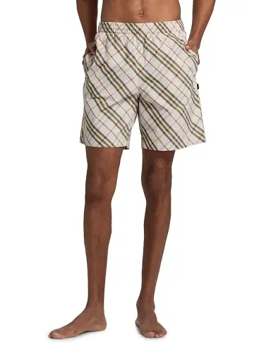 Burberry Men's Checked Nylon Swim Shorts - Pebble Beige Chalk | Thumbnail 3 Burberry Men's Checked Nylon Swim Shorts - Pebble Beige Chalk | Thumbnail 3