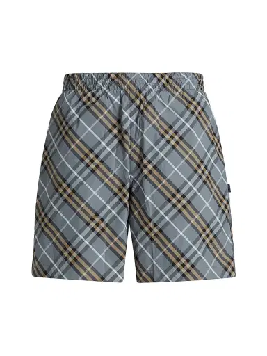 Burberry Men's Checked Swim Shorts - Wave Blue Check | Thumbnail 1 Burberry Men's Checked Swim Shorts - Wave Blue Check | Thumbnail 1