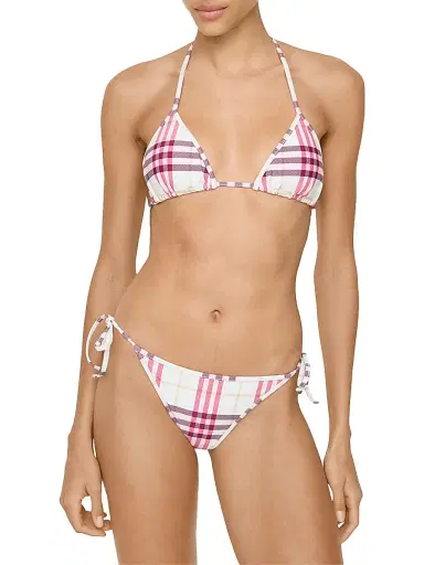 Burberry Women's Sadie Check Triangle Bikini Top - Aubergine Purple | Thumbnail 2 Burberry Women's Sadie Check Triangle Bikini Top - Aubergine Purple | Thumbnail 2