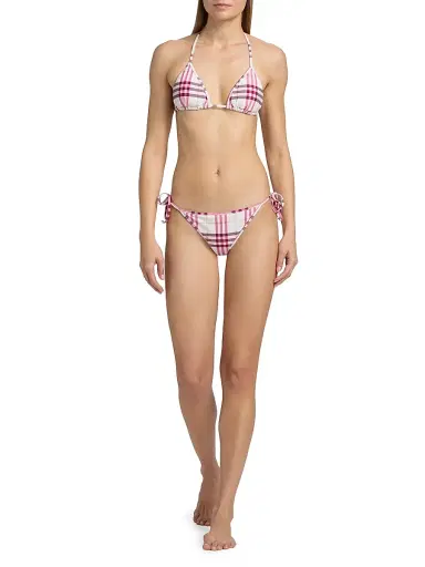 Burberry Women's Sadie Check Triangle Bikini Top - Aubergine Purple | Thumbnail 5 Burberry Women's Sadie Check Triangle Bikini Top - Aubergine Purple | Thumbnail 5
