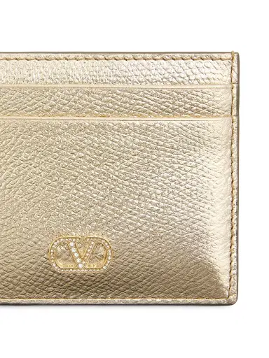 Valentino Garavani Women's VLogo Signature Card Holder - Gold Crystal | Thumbnail 4 Valentino Garavani Women's VLogo Signature Card Holder - Gold Crystal | Thumbnail 4