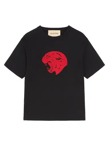 Valentino Garavani Men's Cotton T-Shirt with Panther Print | Thumbnail 1 Valentino Garavani Men's Cotton T-Shirt with Panther Print | Thumbnail 1