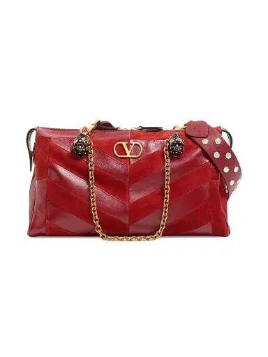 Valentino Garavani Women's Panthea Medium Shoulder Bag in Suede and Nappa | Thumbnail 1 Valentino Garavani Women's Panthea Medium Shoulder Bag in Suede and Nappa | Thumbnail 1