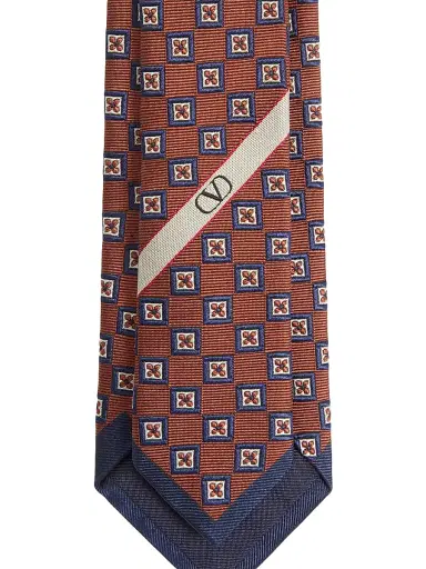 Valentino Garavani Men's Silk Jacquard Tie with Geometric Pattern | Thumbnail 2 Valentino Garavani Men's Silk Jacquard Tie with Geometric Pattern | Thumbnail 2