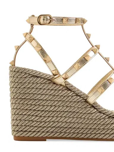 Valentino Garavani Women's Rockstud Laminated 95MM Nappa Wedge Sandals | Thumbnail 6 Valentino Garavani Women's Rockstud Laminated 95MM Nappa Wedge Sandals | Thumbnail 6