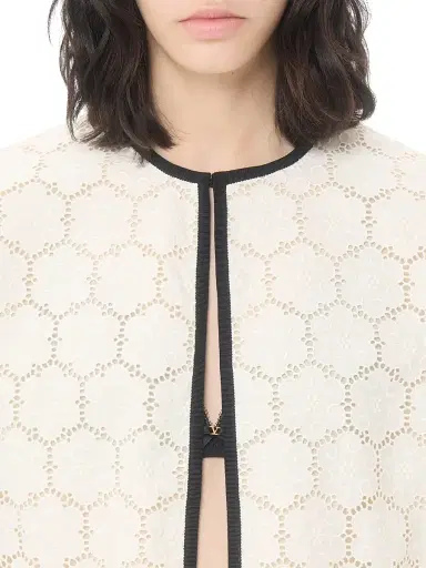 Valentino Garavani Women's Jacket in Fleurs Cotton - Latte Black - Size 6 | Thumbnail 6 Valentino Garavani Women's Jacket in Fleurs Cotton - Latte Black - Size 6 | Thumbnail 6