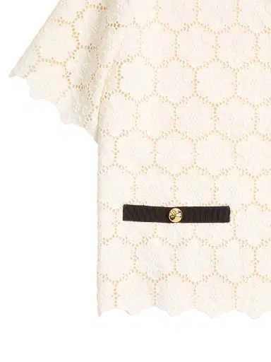 Valentino Garavani Women's Jacket in Fleurs Cotton - Latte Black - Size 6 | Thumbnail 7 Valentino Garavani Women's Jacket in Fleurs Cotton - Latte Black - Size 6 | Thumbnail 7