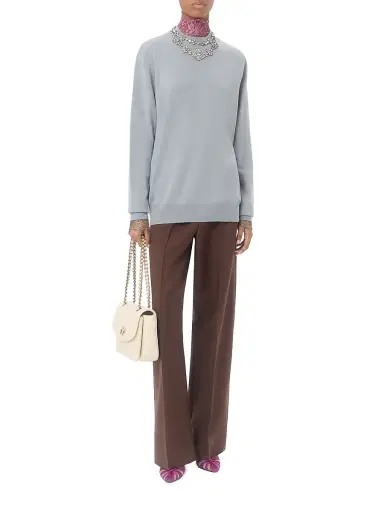 Valentino Garavani Women's Embroidered Wool Sweater - Grey | Thumbnail 2 Valentino Garavani Women's Embroidered Wool Sweater - Grey | Thumbnail 2