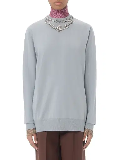 Valentino Garavani Women's Embroidered Wool Sweater - Grey | Thumbnail 3 Valentino Garavani Women's Embroidered Wool Sweater - Grey | Thumbnail 3