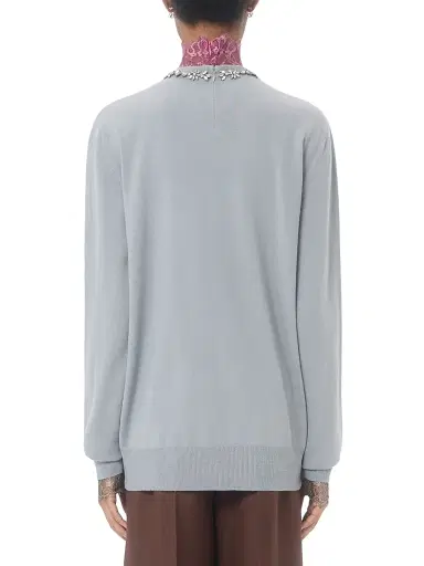 Valentino Garavani Women's Embroidered Wool Sweater - Grey | Thumbnail 5 Valentino Garavani Women's Embroidered Wool Sweater - Grey | Thumbnail 5