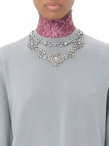 Valentino Garavani Women's Embroidered Wool Sweater - Grey | Thumbnail 6 Valentino Garavani Women's Embroidered Wool Sweater - Grey | Thumbnail 6