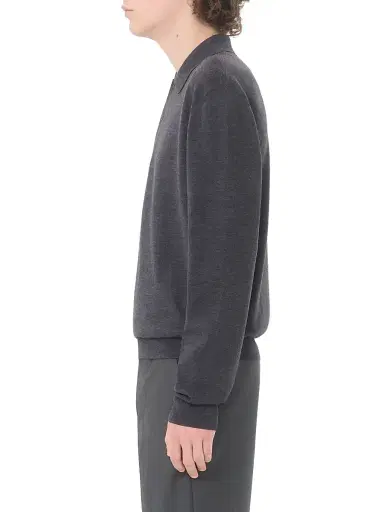 Valentino Garavani Men's Wool Polo Shirt with VLogo Embroidery - Dark Grey | Thumbnail 4 Valentino Garavani Men's Wool Polo Shirt with VLogo Embroidery - Dark Grey | Thumbnail 4