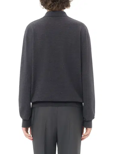 Valentino Garavani Men's Wool Polo Shirt with VLogo Embroidery - Dark Grey | Thumbnail 5 Valentino Garavani Men's Wool Polo Shirt with VLogo Embroidery - Dark Grey | Thumbnail 5