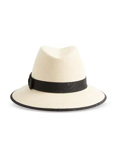 Valentino Women's VLogo Signature Straw Hat with Moiré Ribbon | Thumbnail 3 Valentino Women's VLogo Signature Straw Hat with Moiré Ribbon | Thumbnail 3