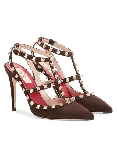 Valentino Garavani Women's Rock Stud 100MM Suede Pumps | Thumbnail 2 Valentino Garavani Women's Rock Stud 100MM Suede Pumps | Thumbnail 2