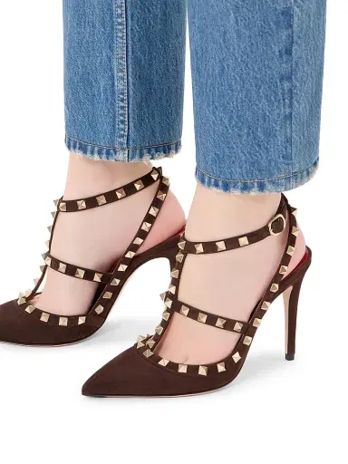 Valentino Garavani Women's Rock Stud 100MM Suede Pumps - Ebony - Size 11.5 | Thumbnail 7 Valentino Garavani Women's Rock Stud 100MM Suede Pumps - Ebony - Size 11.5 | Thumbnail 7