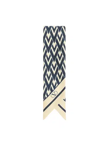Valentino Garavani Women's Toute La V Silk Bandeau Scarf - Navy | Thumbnail 2 Valentino Garavani Women's Toute La V Silk Bandeau Scarf - Navy | Thumbnail 2
