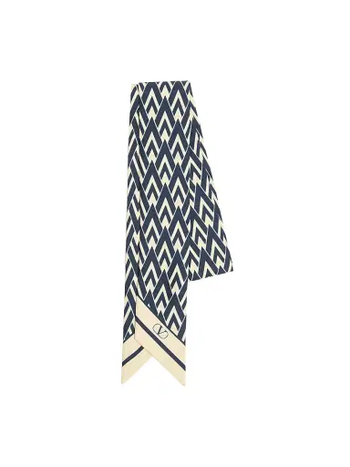 Valentino Garavani Women's Toute La V Silk Bandeau Scarf - Navy | Thumbnail 1 Valentino Garavani Women's Toute La V Silk Bandeau Scarf - Navy | Thumbnail 1