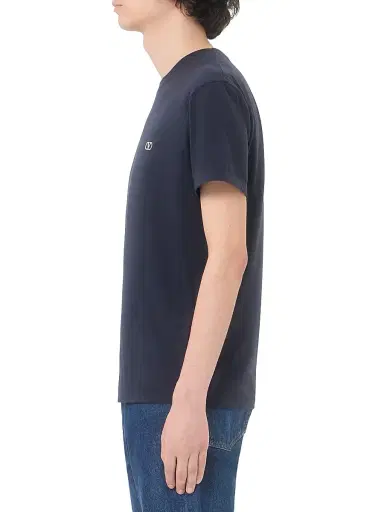 Valentino Garavani Men's Cotton T-Shirt with VLogo Embroidery - Navy - Size XXL | Thumbnail 4 Valentino Garavani Men's Cotton T-Shirt with VLogo Embroidery - Navy - Size XXL | Thumbnail 4