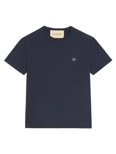 Valentino Garavani Men's Cotton T-Shirt with VLogo Embroidery - Navy - Size XXL | Thumbnail 1 Valentino Garavani Men's Cotton T-Shirt with VLogo Embroidery - Navy - Size XXL | Thumbnail 1