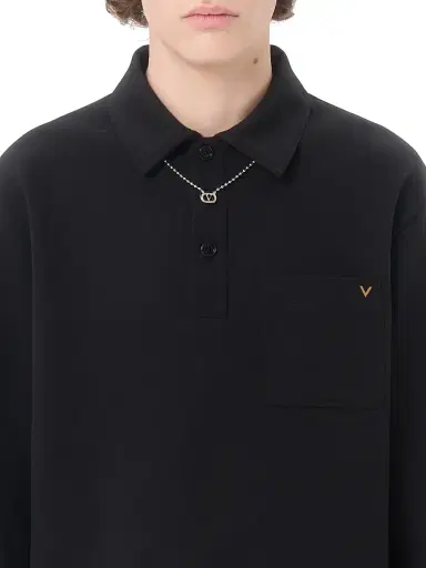 Valentino Garavani Men's Cotton Polo Shirt with VGold - Black | Thumbnail 6 Valentino Garavani Men's Cotton Polo Shirt with VGold - Black | Thumbnail 6