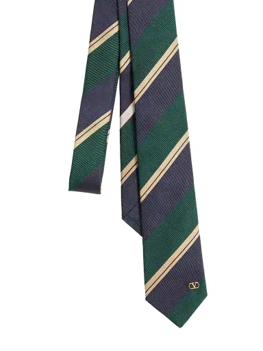 Valentino Garavani Men's Jacquard Regimental Silk Tie | Thumbnail 3 Valentino Garavani Men's Jacquard Regimental Silk Tie | Thumbnail 3