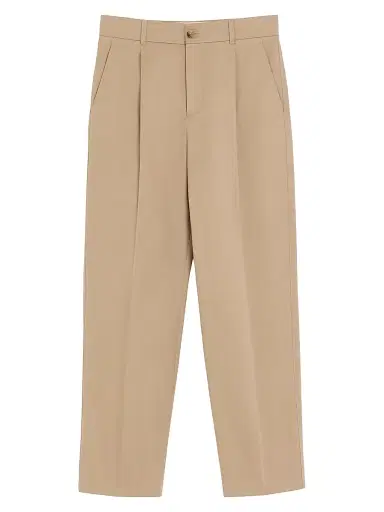 Valentino Garavani Men's Trousers in Cotton Gabardine with VLogo Embroidery - Beige | Thumbnail 1 Valentino Garavani Men's Trousers in Cotton Gabardine with VLogo Embroidery - Beige | Thumbnail 1