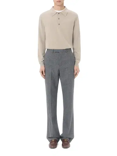 Valentino Garavani Men's Wool Polo Shirt with VLogo - Beige | Thumbnail 2 Valentino Garavani Men's Wool Polo Shirt with VLogo - Beige | Thumbnail 2