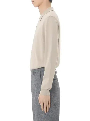 Valentino Garavani Men's Wool Polo Shirt with VLogo - Beige | Thumbnail 4 Valentino Garavani Men's Wool Polo Shirt with VLogo - Beige | Thumbnail 4