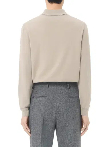 Valentino Garavani Men's Wool Polo Shirt with VLogo - Beige | Thumbnail 5 Valentino Garavani Men's Wool Polo Shirt with VLogo - Beige | Thumbnail 5