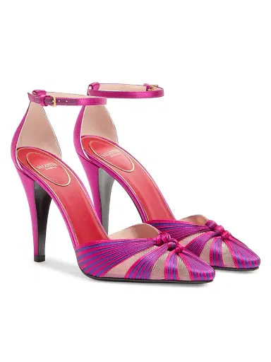 Valentino Garavani Women's Annine Satin 100MM Pumps - Fuchsia Multicolor | Thumbnail 2 Valentino Garavani Women's Annine Satin 100MM Pumps - Fuchsia Multicolor | Thumbnail 2