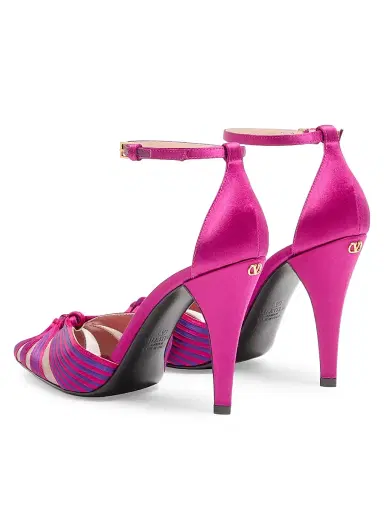 Valentino Garavani Women's Annine Satin 100MM Pumps - Fuchsia Multicolor | Thumbnail 3 Valentino Garavani Women's Annine Satin 100MM Pumps - Fuchsia Multicolor | Thumbnail 3