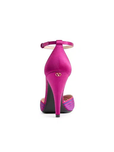 Valentino Garavani Women's Annine Satin 100MM Pumps - Fuchsia Multicolor | Thumbnail 4 Valentino Garavani Women's Annine Satin 100MM Pumps - Fuchsia Multicolor | Thumbnail 4