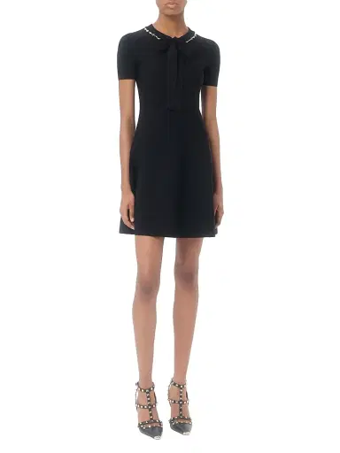 Valentino Garavani Women's Embroidered Knit Dress - Black - Size XL | Thumbnail 2 Valentino Garavani Women's Embroidered Knit Dress - Black - Size XL | Thumbnail 2
