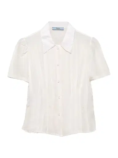 Prada Women's Garment-Dyed Washed Silk Shirt - White - Size 4 | Thumbnail 1 Prada Women's Garment-Dyed Washed Silk Shirt - White - Size 4 | Thumbnail 1