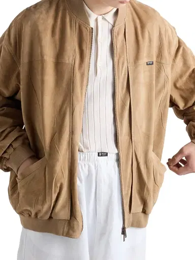 Prada Men's Suede Bomber Jacket - Brown | Thumbnail 3 Prada Men's Suede Bomber Jacket - Brown | Thumbnail 3