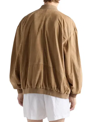 Prada Men's Suede Bomber Jacket - Brown | Thumbnail 4 Prada Men's Suede Bomber Jacket - Brown | Thumbnail 4