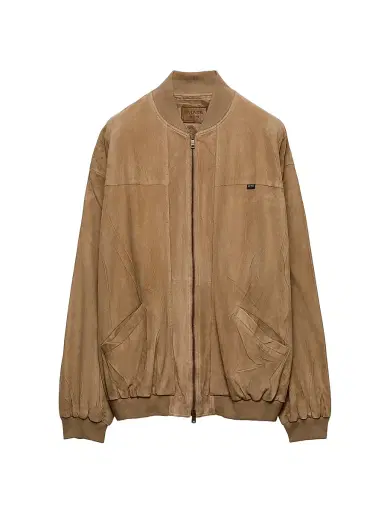 Prada Men's Suede Bomber Jacket - Brown | Thumbnail 1 Prada Men's Suede Bomber Jacket - Brown | Thumbnail 1
