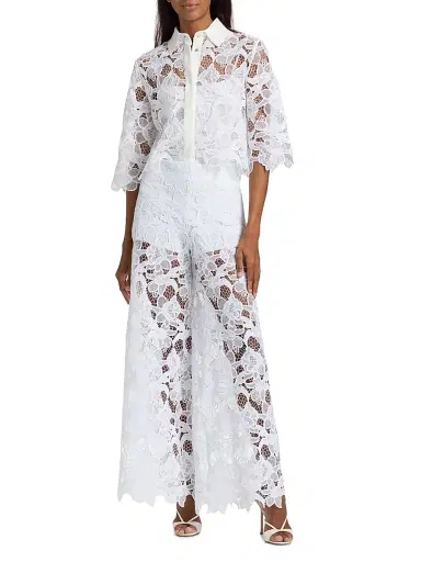 Chiara Boni La Petite Robe Women's Emilka Lace Wide-Leg Pants | Thumbnail 2 Chiara Boni La Petite Robe Women's Emilka Lace Wide-Leg Pants | Thumbnail 2